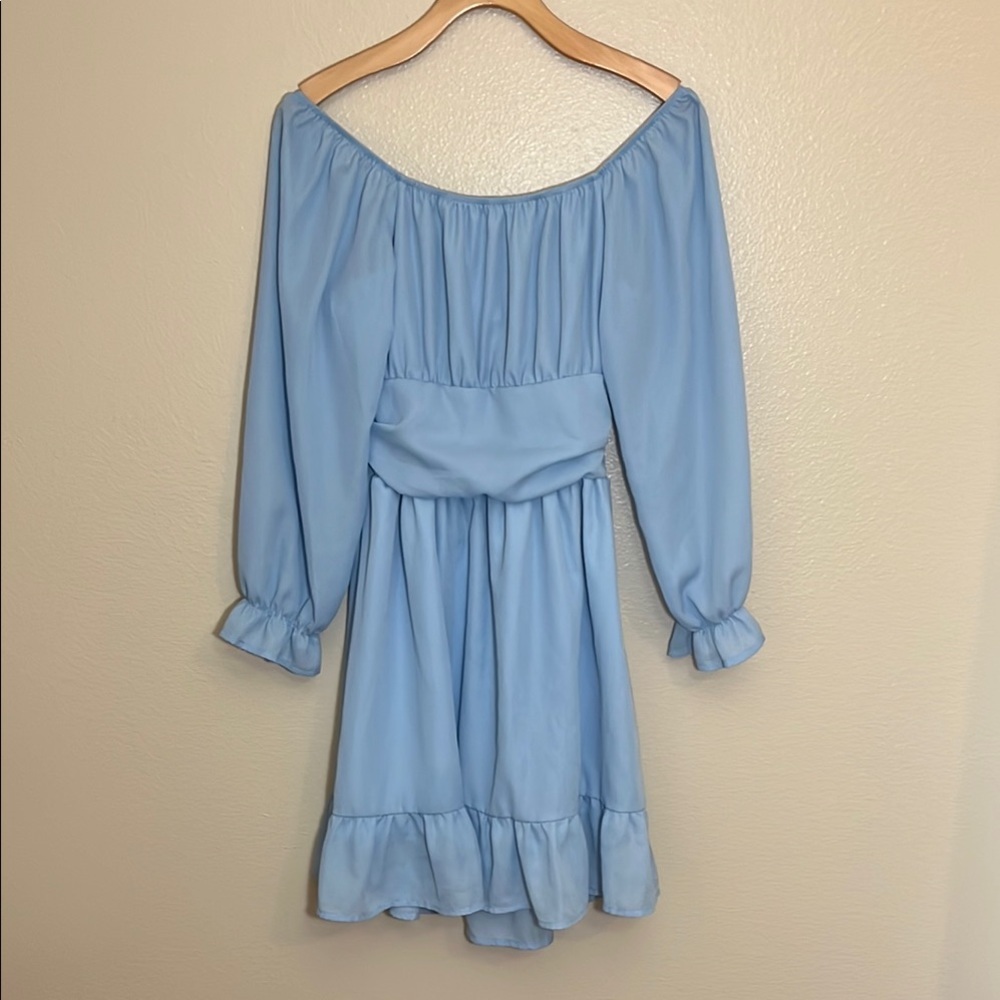 Zaful Light Blue Open Back Dress